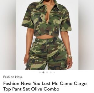 Fashion Nova Olive Camo Cargo Set